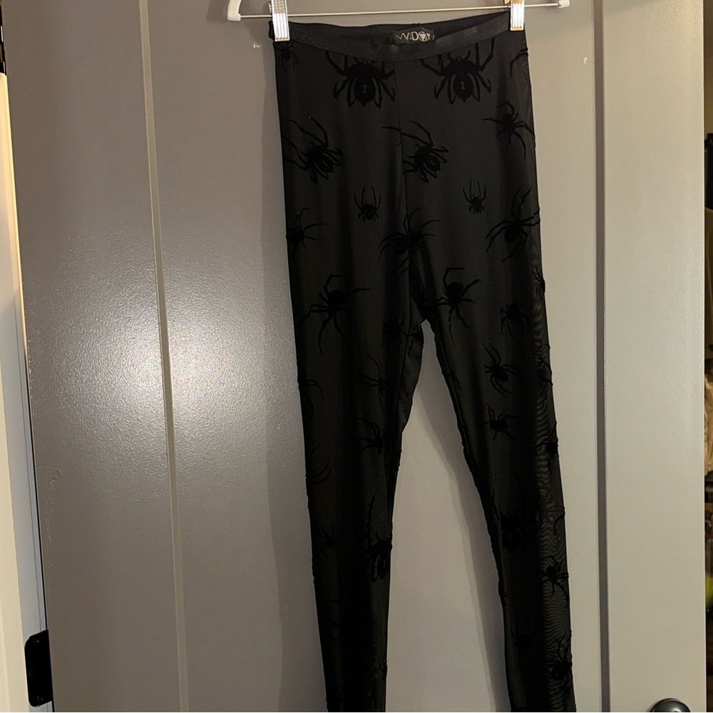 Widow Mesh Velvet Black Spider Leggings